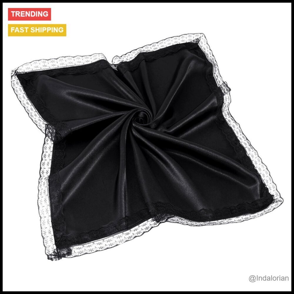 Silk Feel Lap Scarf Elegant Lace Trim Square Cover Cloth Versatile Accessory